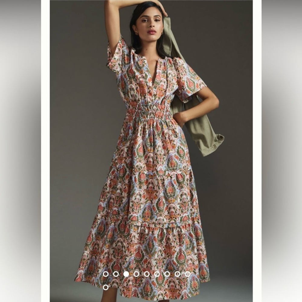 Anthropologie Somerset Maxi Dress Yellow Motif